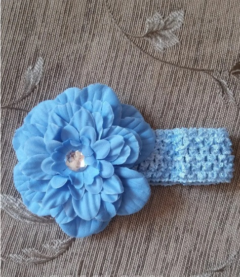 Дитяча пов'язка кольору перванш - квітка 12см, окружність 28-50см Київ - фото 1