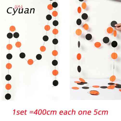 Гирлянда на Хэллоуин из бумаги кружки картонные на нити 4 м на 5 см черно-оранжевый Киев