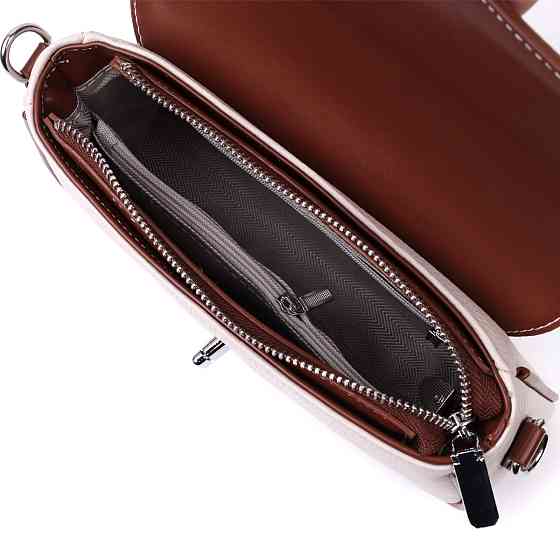 Красивая женская сумка на лето с фактурным клапаном из натуральной кожи Белая (Vintage) Киев