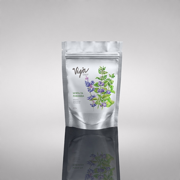 Тонізуюча альгінатна маска М’ята та Лаванда Vigor 50 г Київ - фото 1