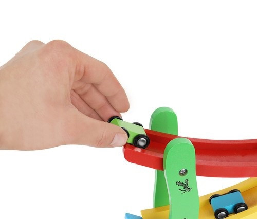 Детская Деревянная горка направляющая 4 уровня + 4 машинки Kruzzel (22457) Нововолынск - изображение 4