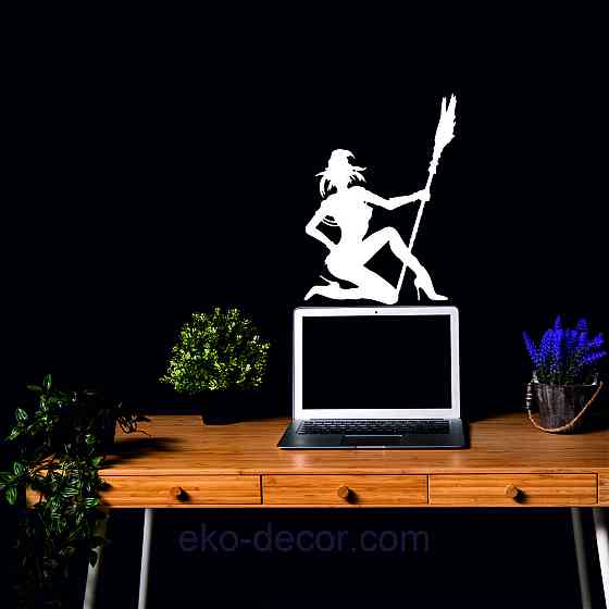 Декоративное настенное Панно «Девушка с метлой», Декор на стену 70*50 см, Белый Киев