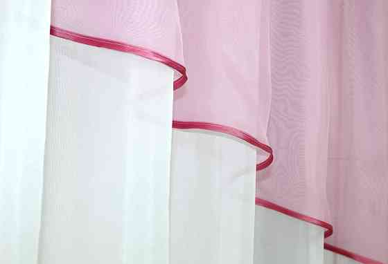 Кухонная занавеска VR-Textil № 00к белый с розовым 270х170 см (59-846) Киев