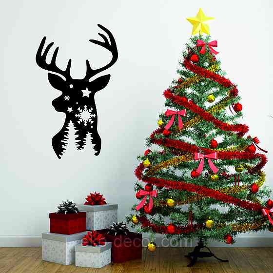 Декоративное настенное Панно «Олень», Декор на стену 70*42 см, Черный Киев