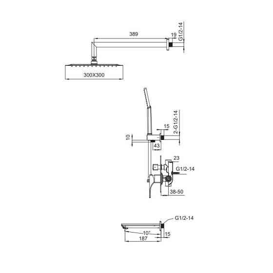 Вбудована душова система із змішувачем Koer KB-64010-01    ( KR3492 ) 26399 Харків