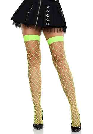 Панчохи у велику сітку Leg Avenue Fence Net Thigh Highs Neon Green, one size Sex Aura Київ