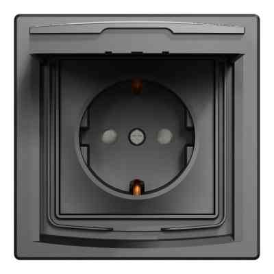 Розетка Schneider Electric ASFORA з кришкою, IP44, антрацит (EPH3100371) Вінниця