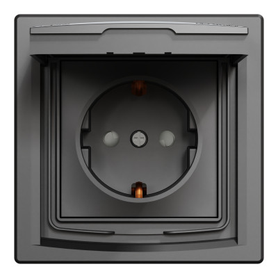 Розетка Schneider Electric ASFORA з кришкою, IP44, антрацит (EPH3100371) Вінниця - фото 1