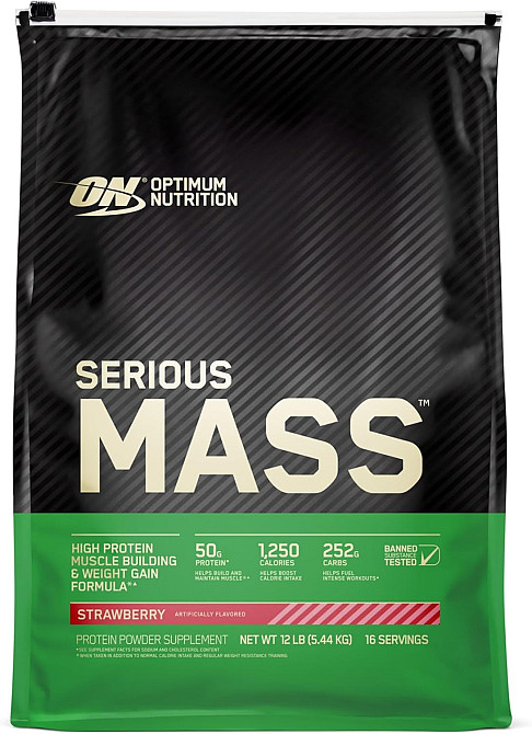 Гейнер Optimum Nutrition Serious Mass 5.4 kg (Strawberry) Луцк - изображение 1