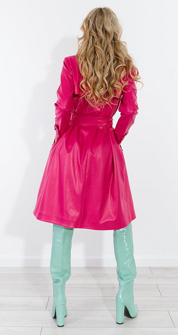 Яскравий тренч з екошкіри Київ - фото 8