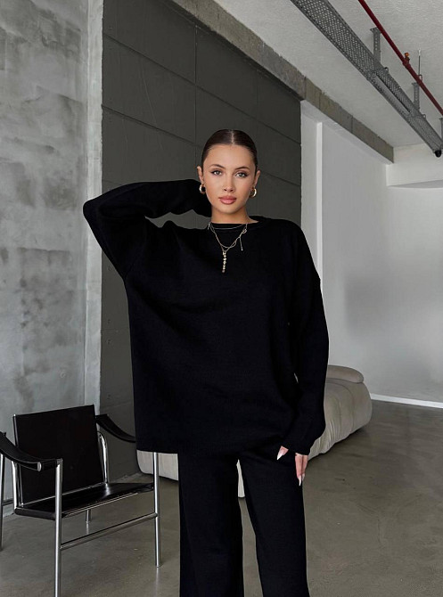 Жіночий затишний базовий костюм двійка з турецької ангори-кашемір Чорний, 42/44 Одеса - фото 3