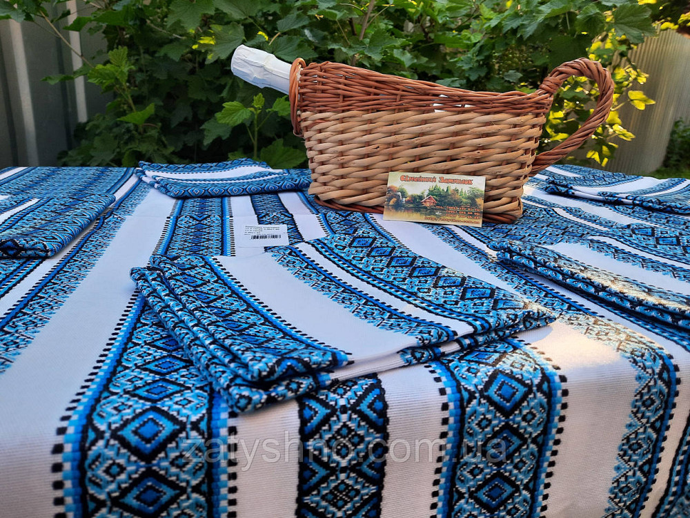 Скатертина вишита в синьому кольорі Київ - фото 5