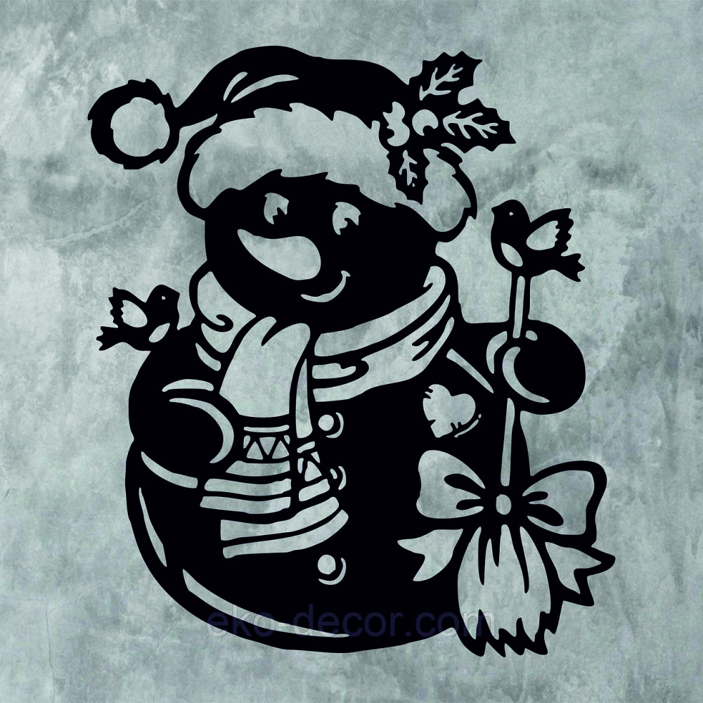 Декоративное настенное Панно «Снеговик», Декор на стену 70*60 см, Черный Киев - изображение 6