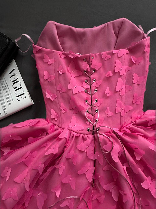 Жіноча романтична приваблива міні-сукня костюмна+фатін метелики(на підкладці). Рожевий, 42/44 Одеса - фото 4