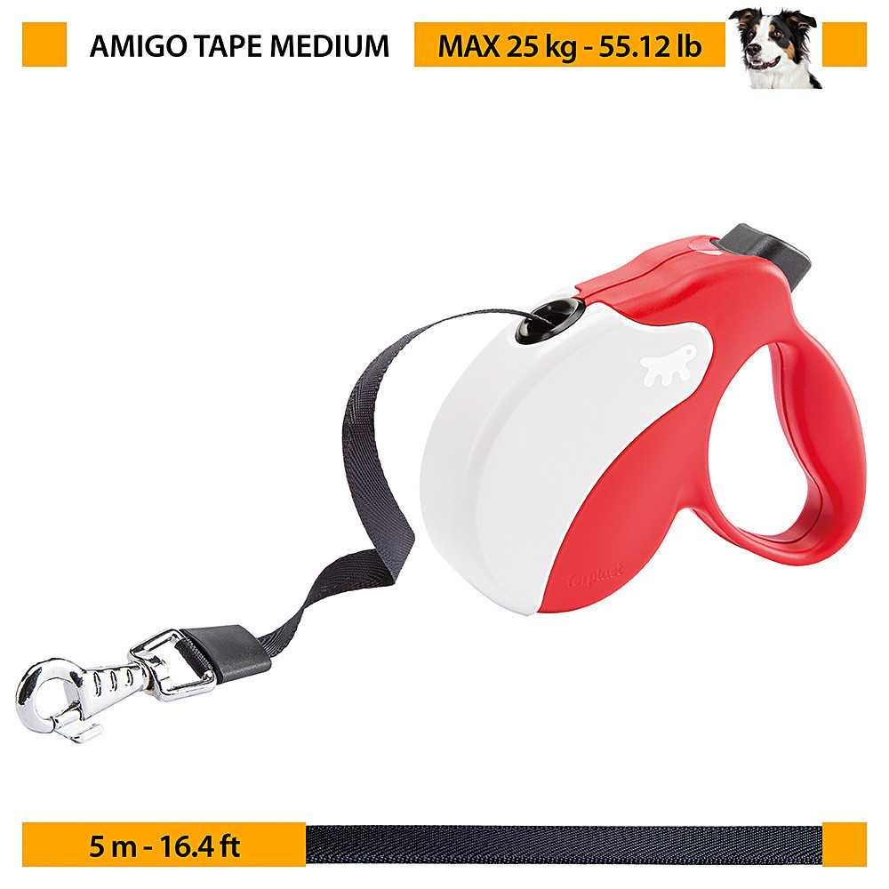 Поводир - рулетка для собак з стрічкою Ferplast Amigo Tape (Ферпласт Аміго Тейп) 15 x 3.6 x h 14 см - M, Червоний Запоріжжя - фото 2