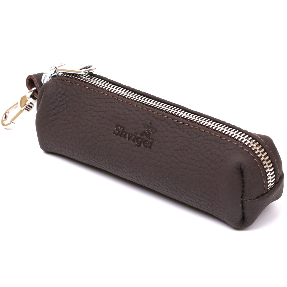 Матовая кожаная ключница Shvigel 16545 Коричневый Киев - изображение 10