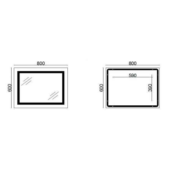 Дзеркало прямокутне для ванної Lidz Kubis 800х600 з LED-підсвіткою Touch, з антизапотіванням, LD78LF9047400 Харків