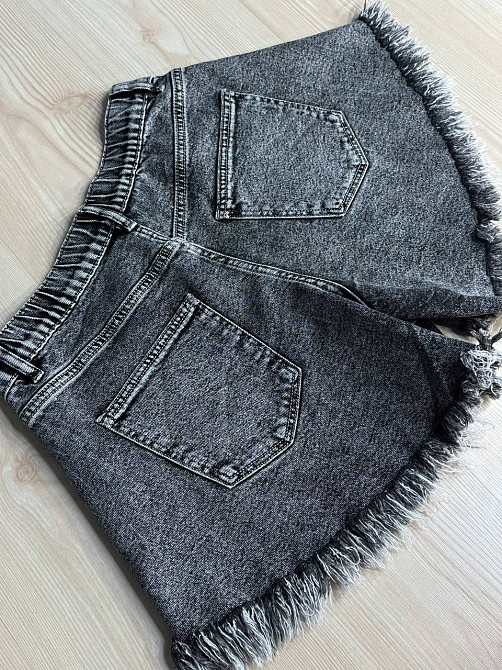 Шорти жіночі джинсові Liana 4-040 короткі розкльошені з бахромою великі розміри чорні, чорний, З4, 34, 94 см Київ - фото 7