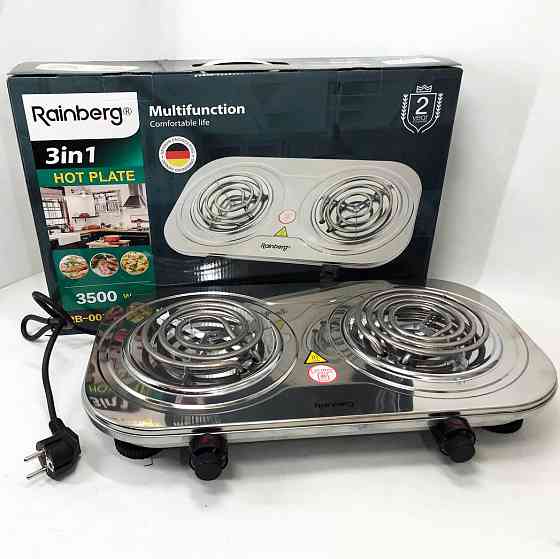 Настільна електроплита Rainberg, Електроплита 2 конфорки, Міні-плита для дому Комфорочна PW-27 Львів