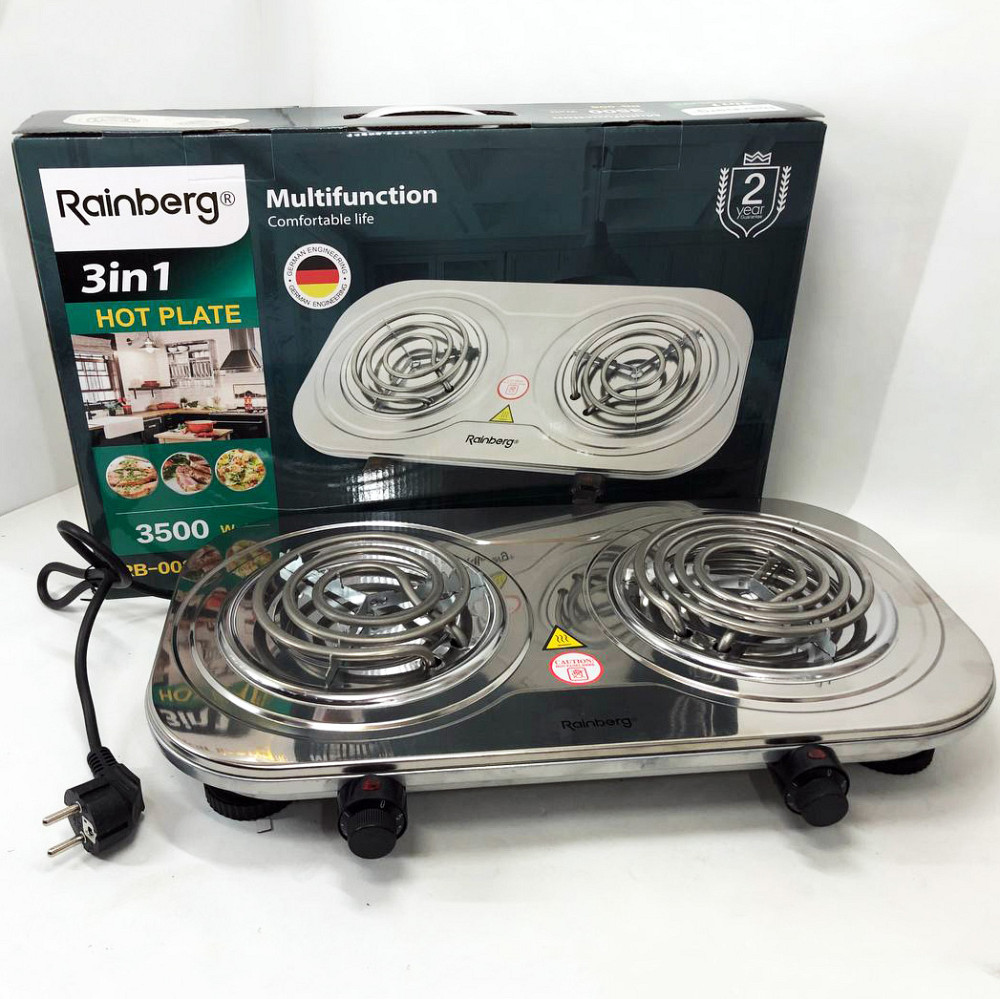 Настільна електроплита Rainberg, Електроплита 2 конфорки, Міні-плита для дому Комфорочна PW-27 Львів - фото 5