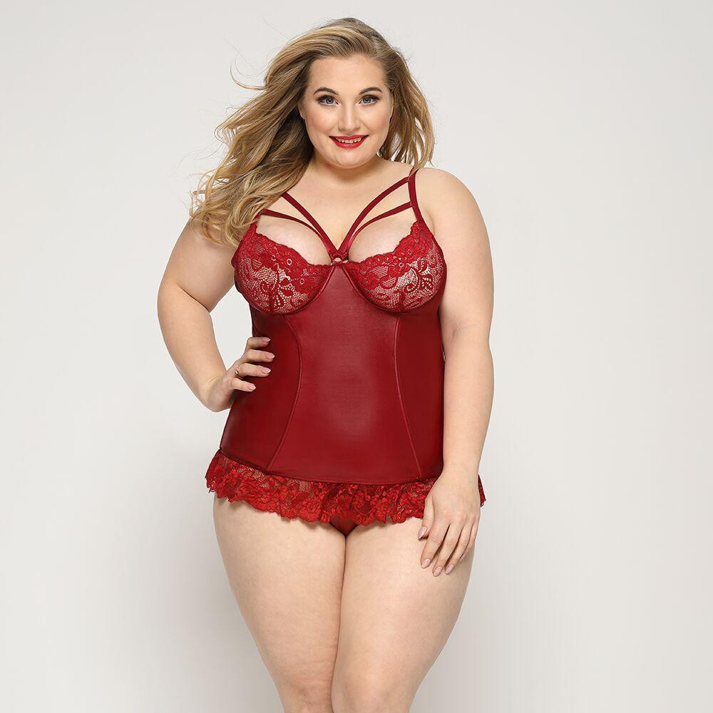 Сексуальний корсет зі стрепами JSY «Гаряча Тейлор» Plus Size, Red, мереживо, стрінги Sex Aura Київ - фото 1