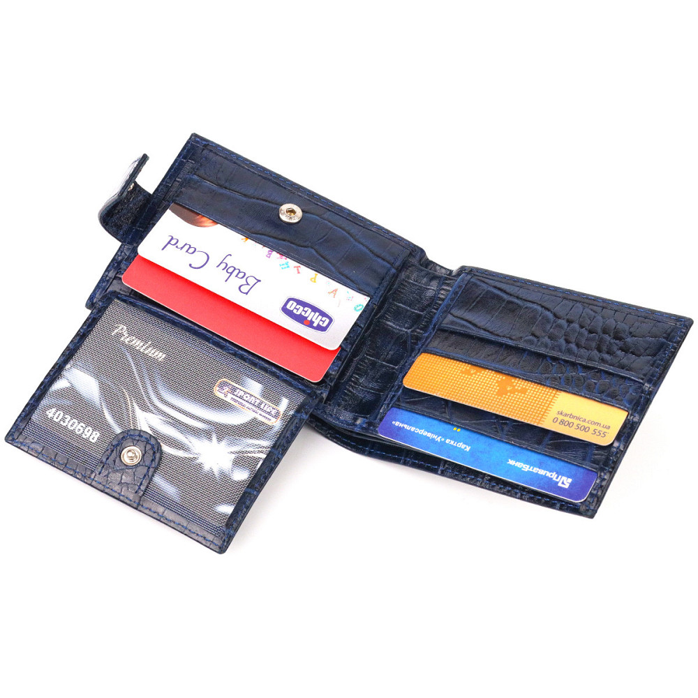Стильный мужской кошелек из натуральной фактурной кожи CANPELLINI 21514 Синий Киев - изображение 7