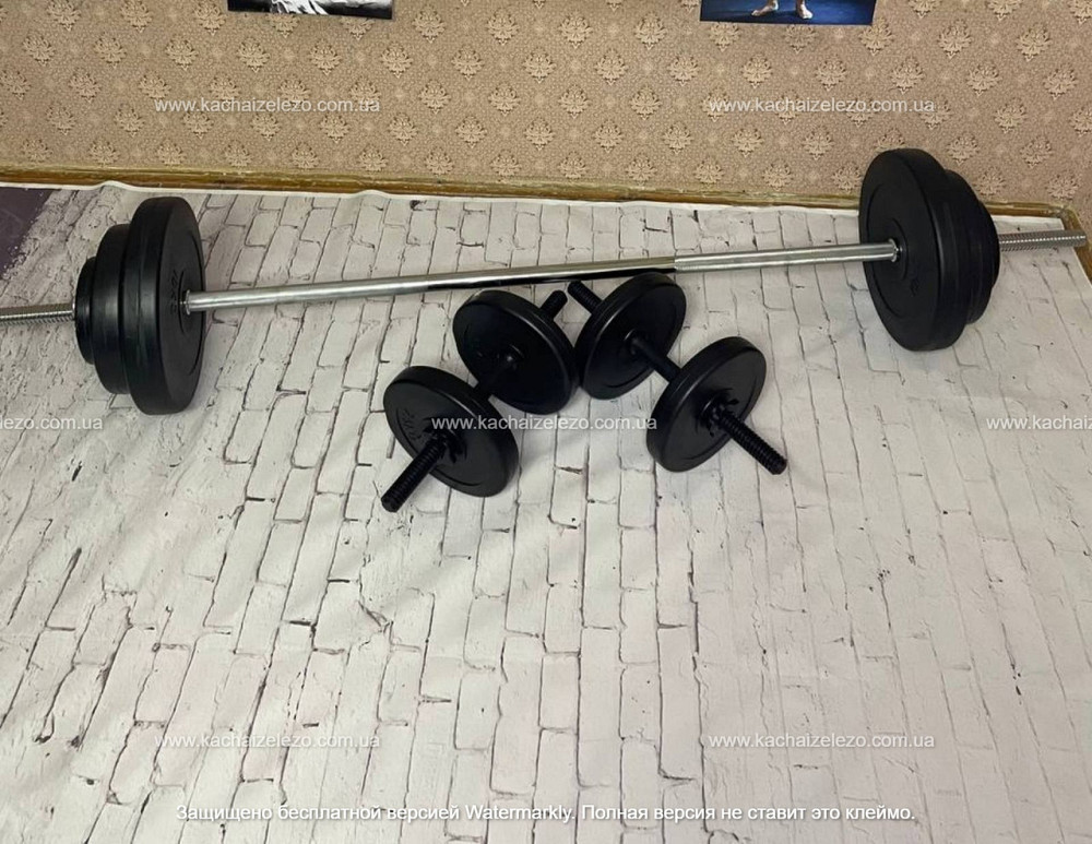 Штанга набірна + гантелі на 52 кг Гантелі, гирі, штанги та диски ударостійкий пластик Київ - фото 8
