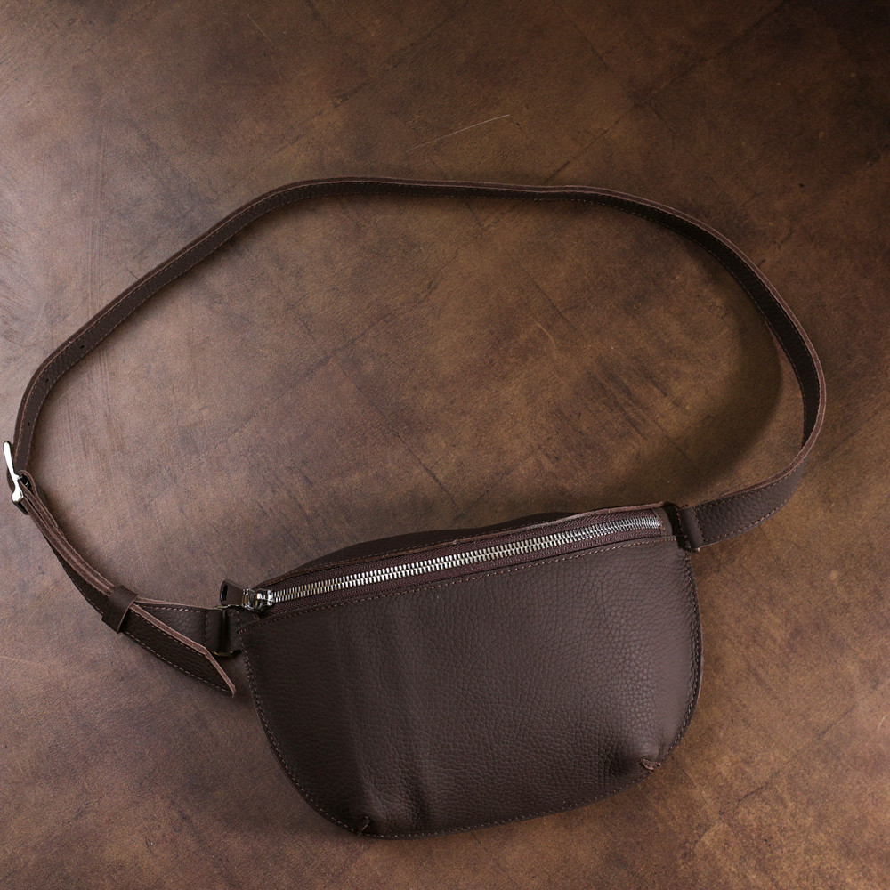 Шкіряна матова бананка Shvigel 16381 Коричневий Київ - фото 8