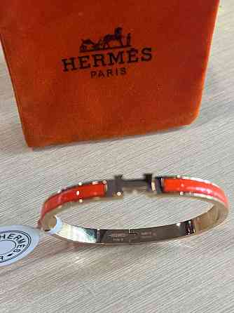 Браслет Hermes / Ермес жовтогарячий браслет - емаль, позолота 18 К Одеса