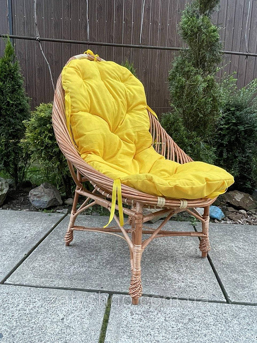 Кресло плетеное из лозы с желтой подушкой Киев - изображение 8