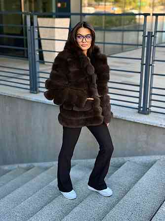 Полушубок женский из натурального меха песца Коричневый 42 Харьков