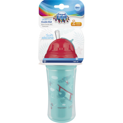 Поїльник-непроливайка Canpol babies Літак подвійна стінка із силіконовою трубочкою 260 мл (74/052) Вінниця - фото 4