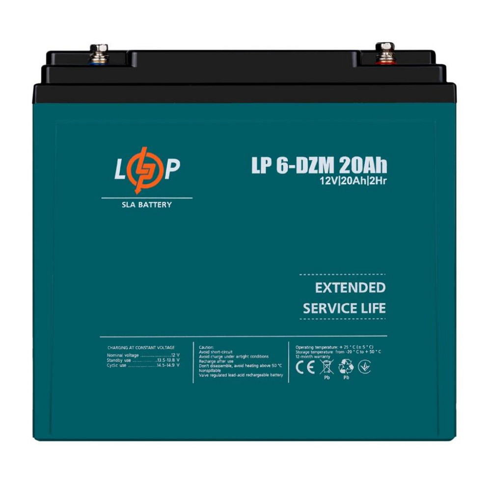 Тяговий свинцево-кислотний AGM акумулятор LP 6-DZM-20 Ah Київ - фото 1