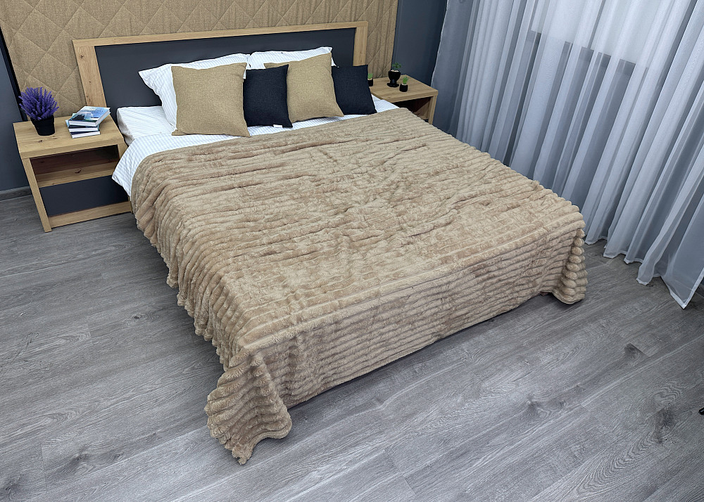 Плед-покривало смужка VIP Шарпей 200х230 см (+-10см) Бежевий (87-148) Київ - фото 4