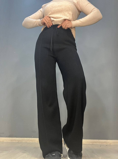 Брюки жіночі My fashion 202401 кльош від стегна зі стрілкою шнурок га талії машинна в’язка one size, Одеса - фото 1