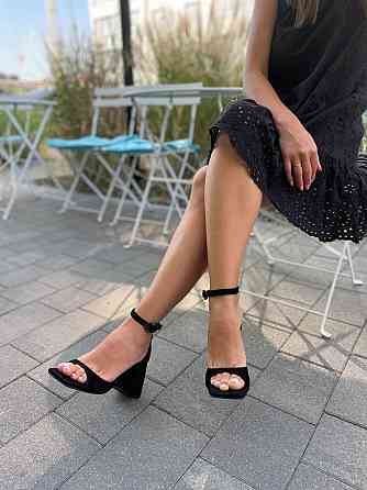 LIRIO Жіночі босоніжки чорні з відкритим носком літні з натуральної замші на підборах LIRIO L03 Коломыя