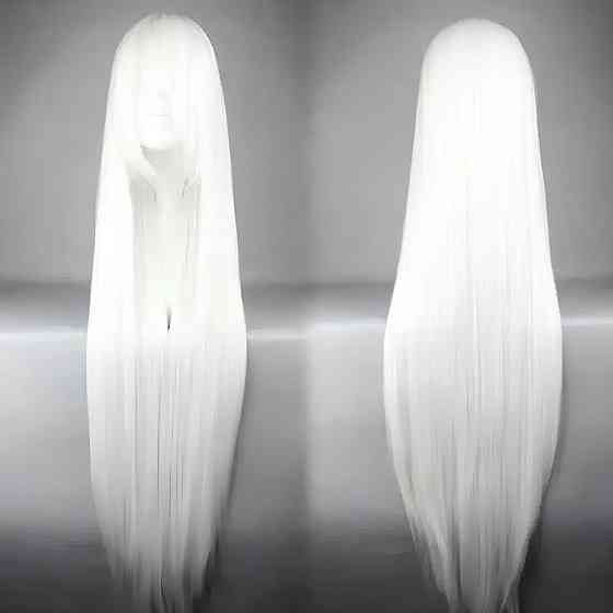 Біла довга перука RESTEQ 100 см - пряме волосся для косплею, аніме, театру та фотосесій Київ