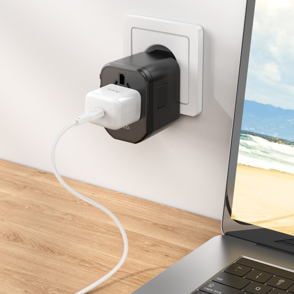 Універсальний зарядний пристрій HOCO AC15 Walker three-port PD20W(1C2A) universal conversion charger Black Одеса - фото 8
