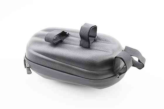 Сумка на кермо електросамокату (жорсткий чохол) 300x150x125мм, кріпл. на липучці, вологозахисна, "карбон" 033 Київ