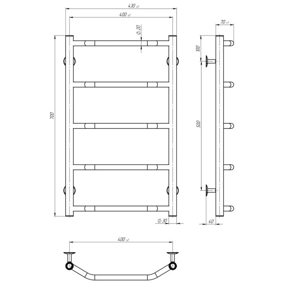 Сушарка для рушників UNIO LT EU 700-400-5 Драбинка Трапеція електро Київ - фото 5