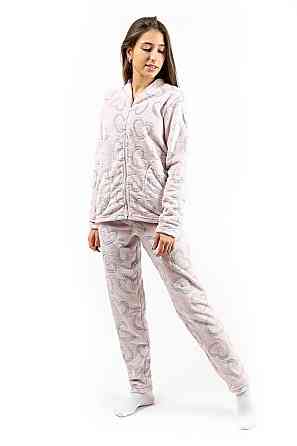 Домашний теплый костюм (пижама) женский розовый 