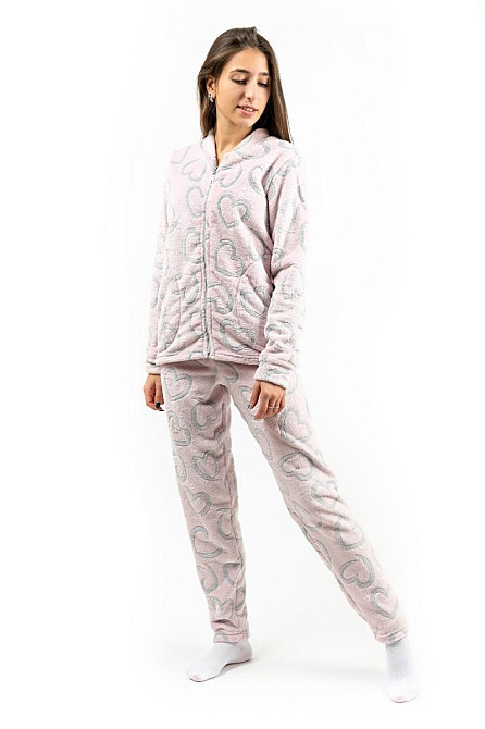 Домашній теплий костюм жіночий рожевий "Серце без капюшона топ Крохатушка одяг Київ - фото 5