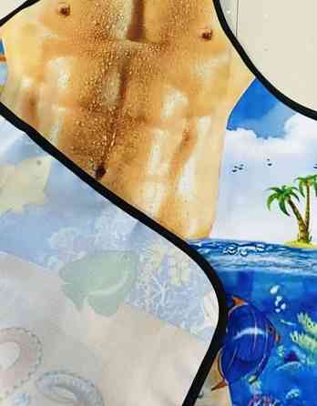 Фартух з приколом чоловічий кухонний з торсом та восьминогом морський стиль для гриля барбекю Київ