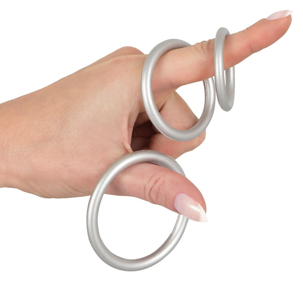 Набір ерекційних кілець - Metallic Silicone Cock Ring Set Sex Aura Київ - фото 9