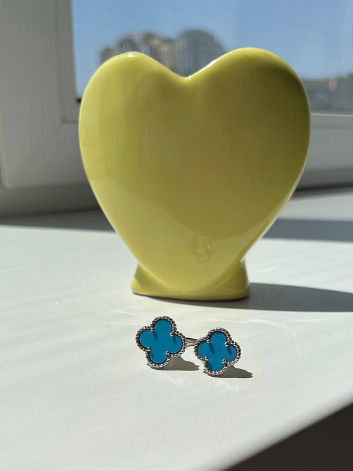 Кольцо Van Cleef посеребрение / кольцо летнее голубой клевер Одесса - изображение 6