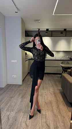 Женское романтичное мини платье со шлейфом кружево + трикотажная подкладка Черный, 44/46 Одесса