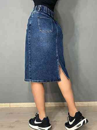 Юбка женская джинсовая Vanver 8006 на резинке со шнурком миди синяя, синий, З6, 36, 100 см, 121 см Киев