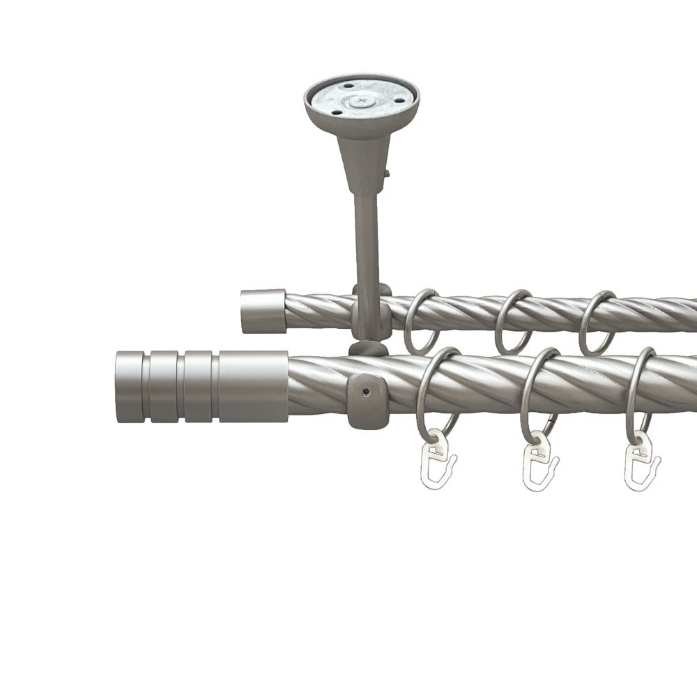 Карниз Orvit Модуло металевий дворядний відкритий до стелі скручена труба кільце металеве Сатин 25\16 мм 300 см (00-00026184) Львів - фото 1