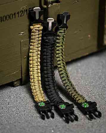 PARACORD БРАСЛЕТ С ВЫСКОРЕМ, КОМПАСОМ И СВИСТКОМ ЧЕРНОЙ Киев