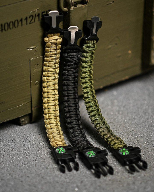 PARACORD БРАСЛЕТ З ВИСКОРЕМ, КОМПАСОМ ТА СВИСТКОМ ЧЕРНЫЙ Одеса - фото 5